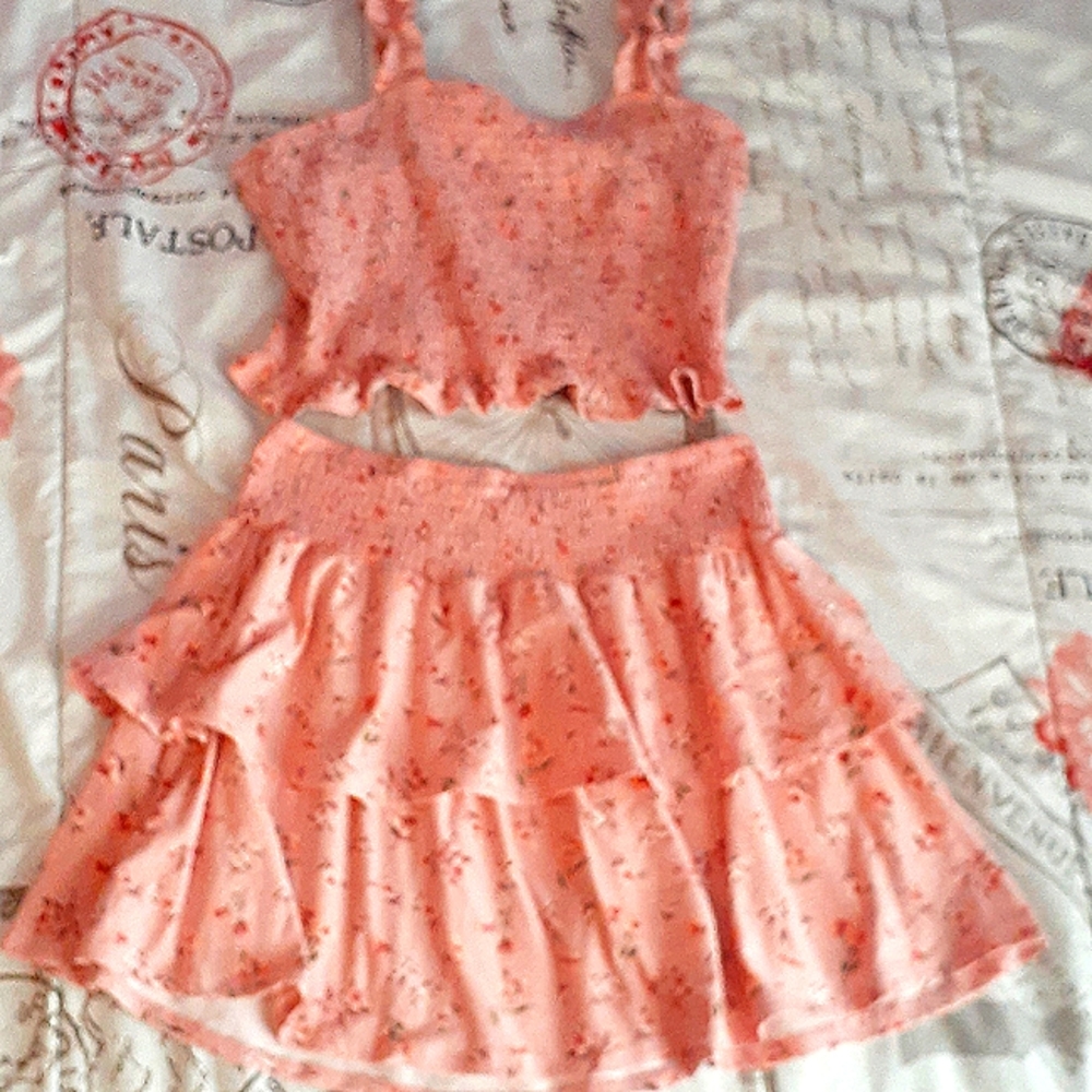 Cute Two piece crop top and skirt